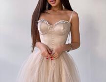 Платье-бюстье с чашечками и пышной юбкой , декорированное стразами  Платье-бюстье с чашечками и пышной юбкой , декорированное стразами  | PUSHKA SHOP