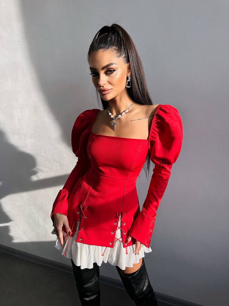 Сукня з об'ємними рукавами + спідниця з воланами | PUSHKA SHOP