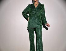 Костюм: піджак на підкладці, штани кльош+ топ з чашечками Костюм: піджак на підкладці, штани кльош+ топ з чашечками | PUSHKA SHOP