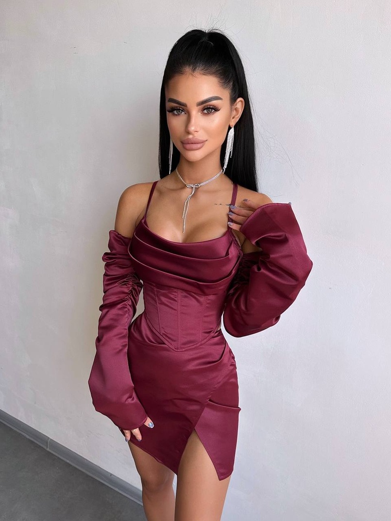 Комплект: корсет з рукавами    + спідниця міні з драпіруванням   Комплект: корсет з рукавами    + спідниця міні з драпіруванням   | PUSHKA SHOP