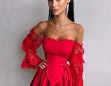 Сукня з корсетом декорована мереживом  Сукня з корсетом декорована мереживом  | PUSHKA SHOP