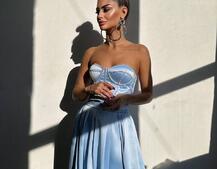 Комплект: корсет-бюстьє , декорований стразами  + спідниця максі з розрізом   | PUSHKA SHOP