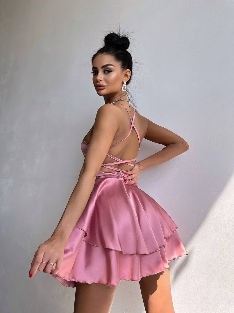 Шовкова сукня  з пишною спідницею та шнурівкою   | PUSHKA SHOP