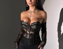 Комплект: мереживний корсет з чашечками + легінси зі штрипками + піджак Комплект: мереживний корсет з чашечками + легінси зі штрипками + піджак | PUSHKA SHOP