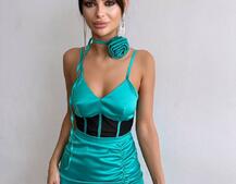 Сукня - міні з драпіруванням та трояндою-чокером Сукня - міні з драпіруванням та трояндою-чокером | PUSHKA SHOP