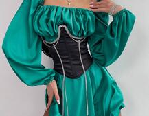 Приталена сукня з шовку  + корсет декорований стразами  Ручна робота  Приталена сукня з шовку  + корсет декорований стразами  Ручна робота  | PUSHKA SHOP