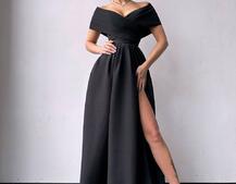 Сукня максі  з відкритими плечима та розрізом на спідниці | PUSHKA SHOP