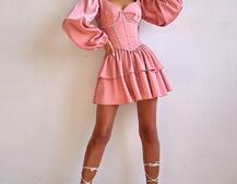 Комплект: сукня з подвійною спідницею + корсет, декорований стразами    Комплект: сукня з подвійною спідницею + корсет, декорований стразами    | PUSHKA SHOP