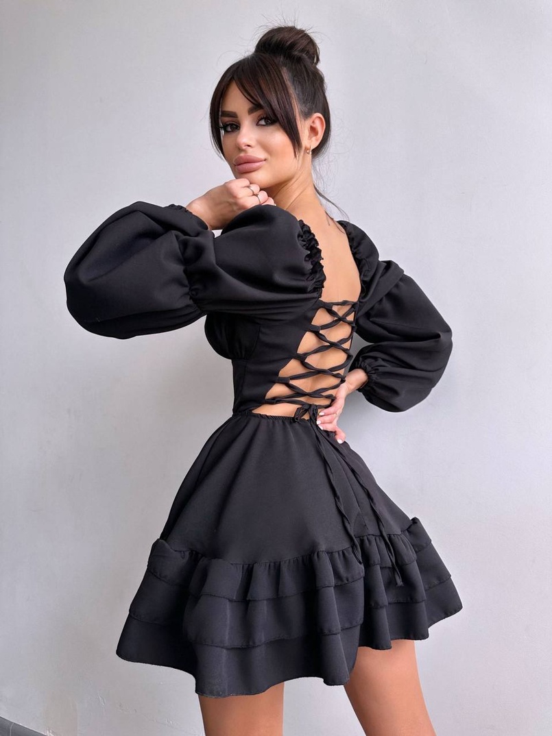 Сукня з воланами та шнурівкою  по спинці Сукня з воланами та шнурівкою  по спинці | PUSHKA SHOP