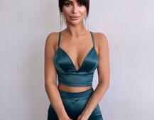 Комплект: топ з філіжанками + спідниця декорована бахромою зі страз  Комплект: топ з філіжанками + спідниця декорована бахромою зі страз  | PUSHKA SHOP