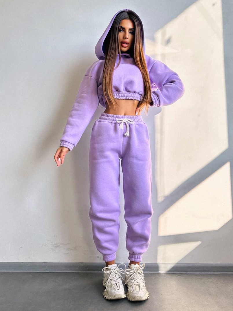 Базовий костюм на флісі з об'ємними капюшоном Базовий костюм на флісі з об'ємними капюшоном | PUSHKA SHOP