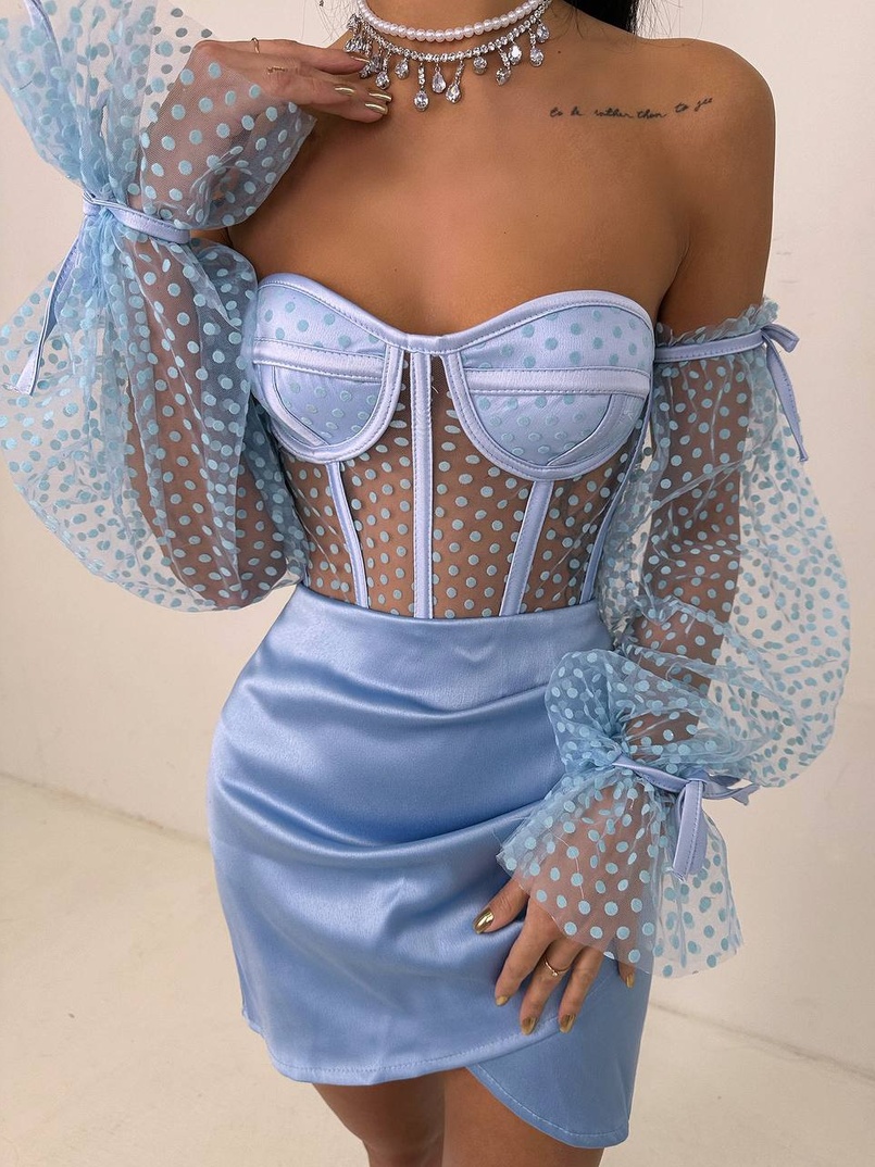 Улюблений комплект в новому виконанні: корсет бюстьє з об’ємними рукавами + спідниця міні | PUSHKA SHOP