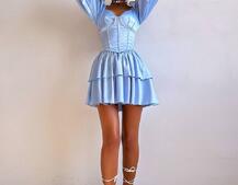 Комплект: сукня з подвійною спідницею + корсет, декорований стразами    Комплект: сукня з подвійною спідницею + корсет, декорований стразами    | PUSHKA SHOP