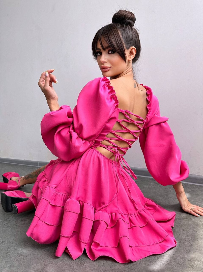 Сукня з воланами та шнурівкою  по спинці Сукня з воланами та шнурівкою  по спинці | PUSHKA SHOP