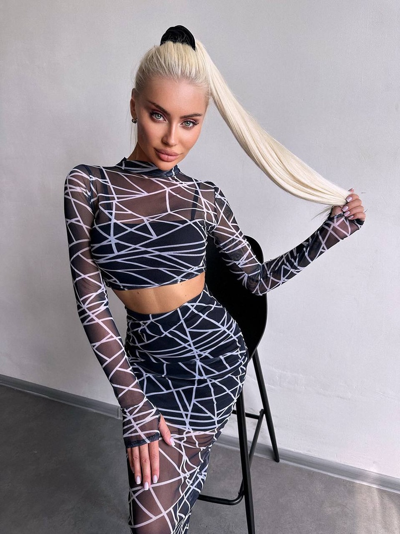 Комплект: топ + спідниця міді   | PUSHKA SHOP