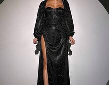 Сяючий комплект: корсет  + спідниця  максі з драпіруванням | PUSHKA SHOP