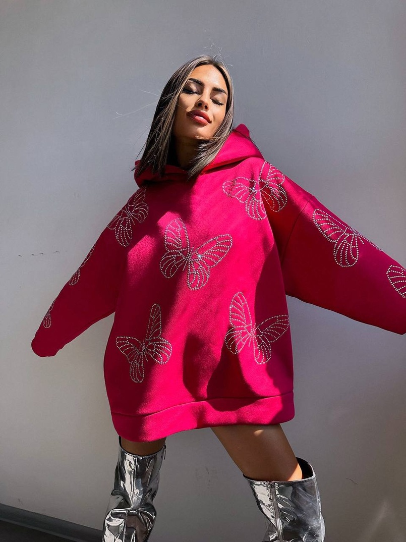 Трендове худі over size із сяючими стразами  Трендове худі over size із сяючими стразами  | PUSHKA SHOP