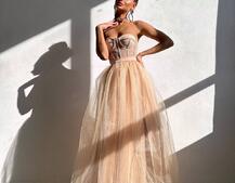 Комплект: корсет бюстьє декорований стразами + пишна спідниця максі  Ручна робота  | PUSHKA SHOP