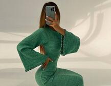 Трикотажна сукня максі з розкльошеними рукавами та відкритою спиною | PUSHKA SHOP