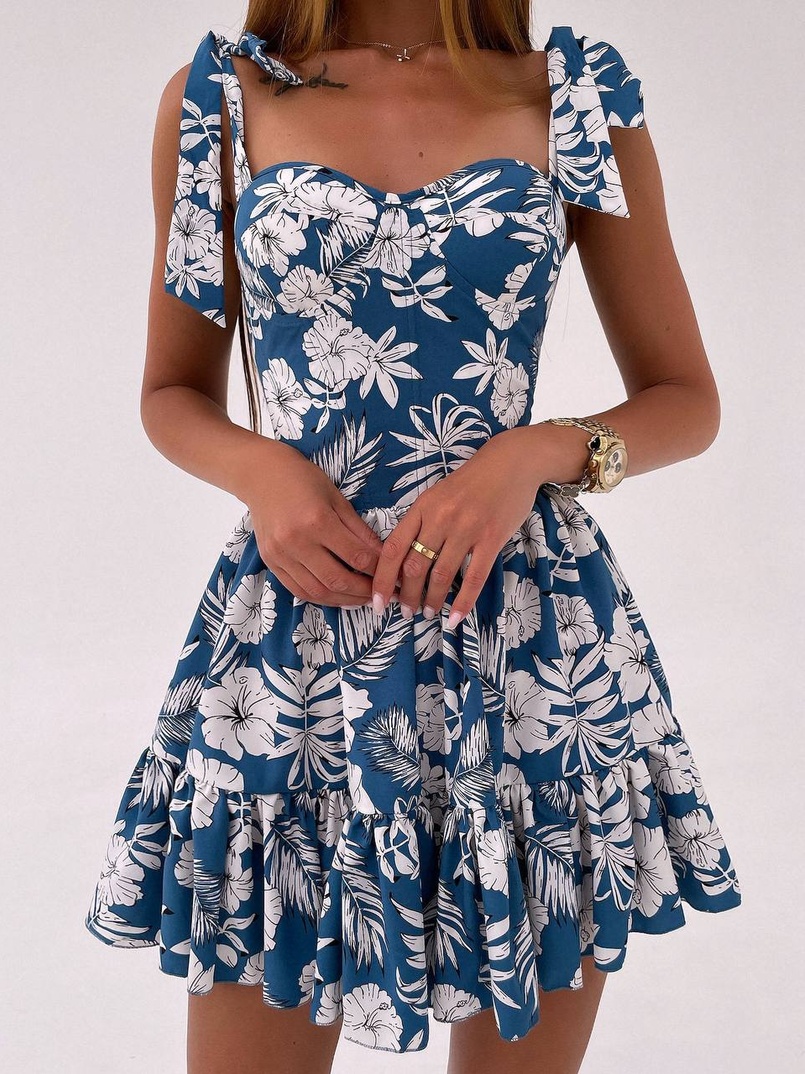 Сукня з чашечками та елементами корсету в квітковий принт  Сукня з чашечками та елементами корсету в квітковий принт  | PUSHKA SHOP