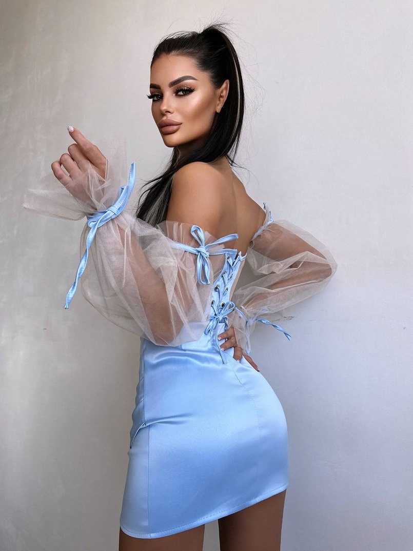 Атласний  комплект: корсет + спідниця  Атласний  комплект: корсет + спідниця  | PUSHKA SHOP