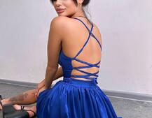 Шовкова сукня з пишною спідницею та шнурівкою на спинці Шовкова сукня з пишною спідницею та шнурівкою на спинці | PUSHKA SHOP