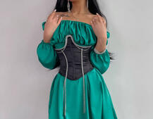 Приталена сукня з шовку  + корсет декорований стразами  Ручна робота  Приталена сукня з шовку  + корсет декорований стразами  Ручна робота  | PUSHKA SHOP