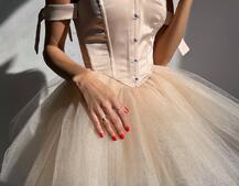 Атласна корсетна сукня міні з гачками та пишною фатиновою спідницею  | PUSHKA SHOP