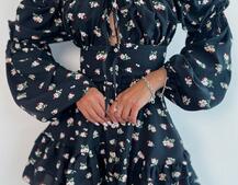 Сукня з квітковим принтом з воланами на ґудзиках  | PUSHKA SHOP