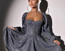 Сяюча корсетна сукня бюстьє з подвійною спідницею  | PUSHKA SHOP