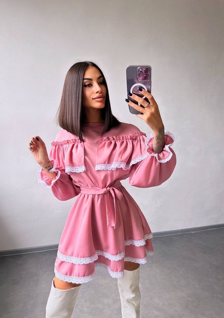 Сукня декорована мереживом | PUSHKA SHOP