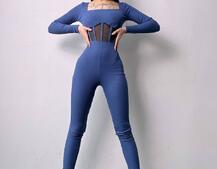 Облягаючий трикотажний комбінезон з елементами корсету  Облягаючий трикотажний комбінезон з елементами корсету  | PUSHKA SHOP