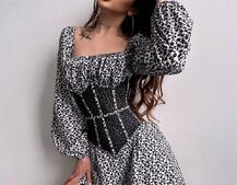 Сукня міні в квітковий принт + прозорий корсет  | PUSHKA SHOP