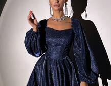 Сяюча корсетна сукня з пишною подвійною спідницею та об‘ємними рукавами | PUSHKA SHOP