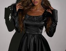 Атласна  сукня із вставками сітки зі стразами   Атласна  сукня із вставками сітки зі стразами   | PUSHKA SHOP