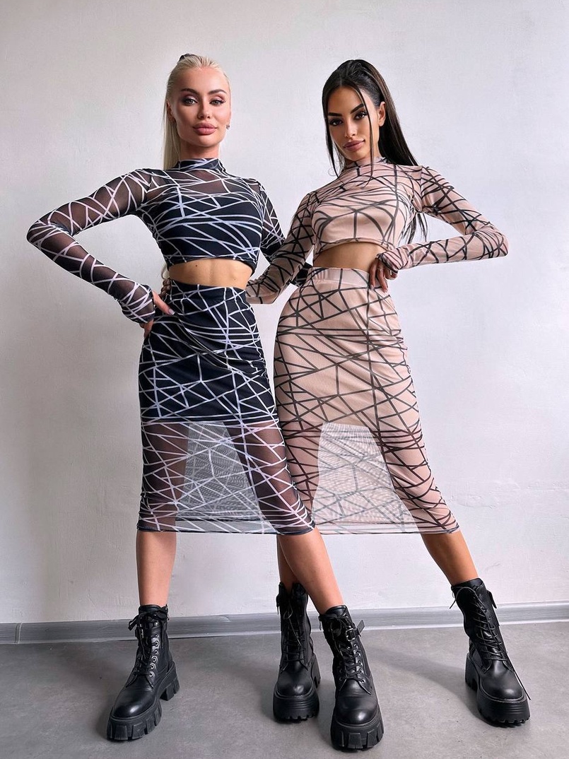 Комплект: топ + спідниця міді   | PUSHKA SHOP