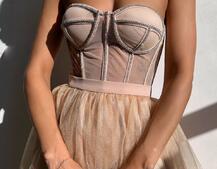 Комплект: корсет бюстьє декорований стразами + пишна спідниця максі  Ручна робота  | PUSHKA SHOP