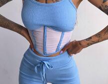 Трикотажный комплект: корсетный топ на косточках + леггинсы | PUSHKA SHOP