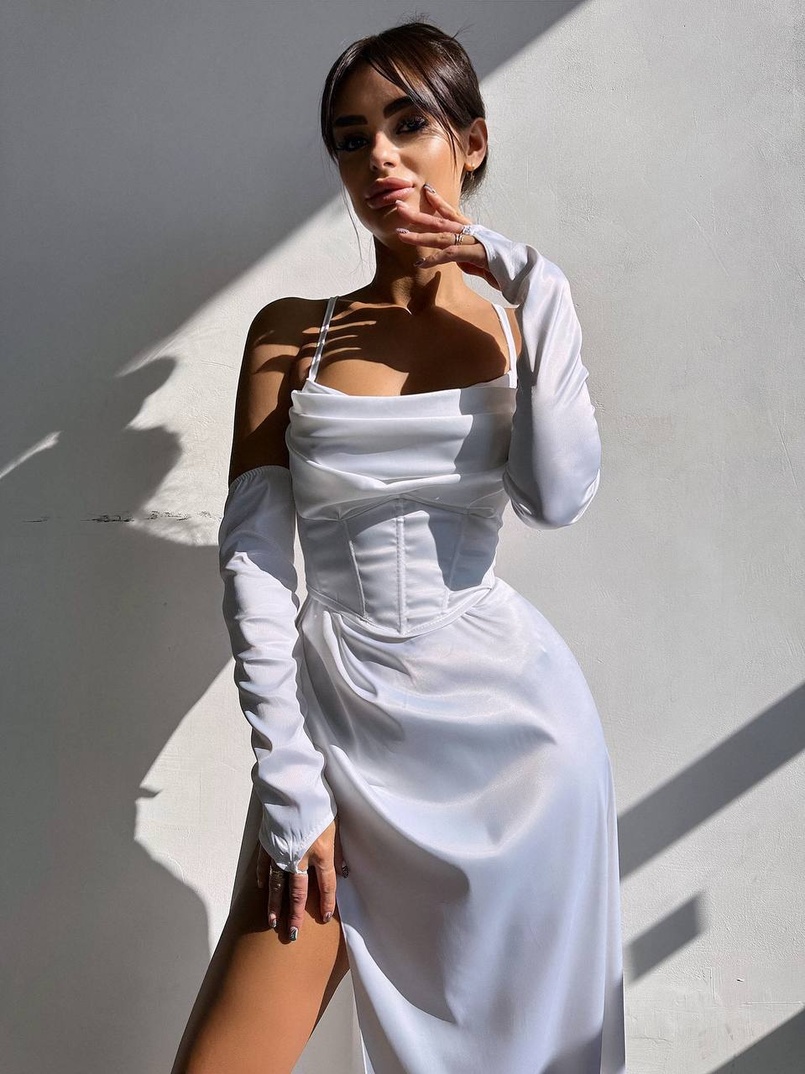 Комплект: корсет з рукавичками + спідниця максі з драпіруванням   | PUSHKA SHOP