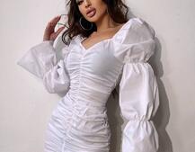 Коттонова сукня з об'ємними рукавами Коттонова сукня з об'ємними рукавами | PUSHKA SHOP