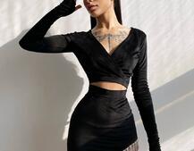 Оксамитовий комплект, декорований бахромою зі страз Оксамитовий комплект, декорований бахромою зі страз | PUSHKA SHOP