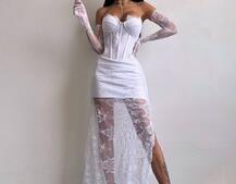 Корсетна сукня максі з рукавичками  | PUSHKA SHOP