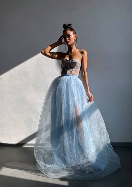 Комплект: корсет бюстьє декорований стразами + пишна спідниця максі  Ручна робота  | PUSHKA SHOP