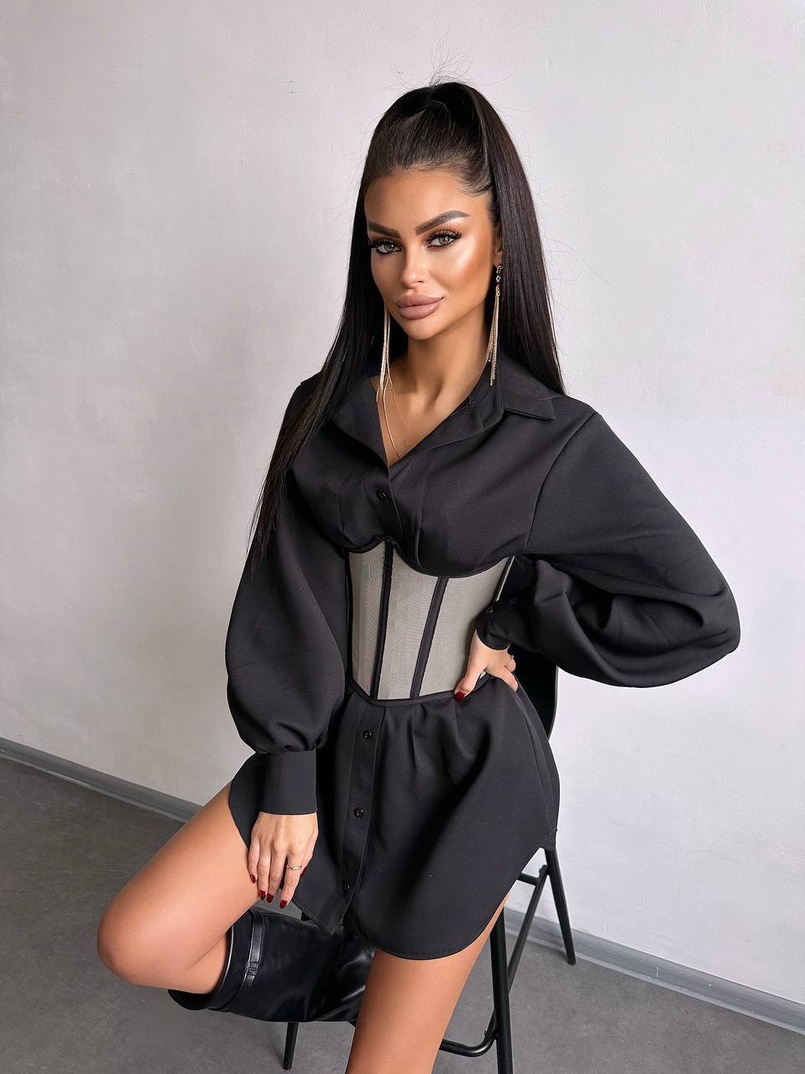 Приталена сорочка + корсет  Приталена сорочка + корсет  | PUSHKA SHOP