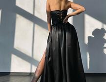 Комплект: корсет-бюстьє , декорований стразами  + спідниця максі з розрізом   Ручна робота  | PUSHKA SHOP