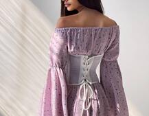 Сукня асиметричного крою з розкльошеними рукавами + корсет декорований стразами Ручна робота Сукня асиметричного крою з розкльошеними рукавами + корсет декорований стразами Ручна робота | PUSHKA SHOP