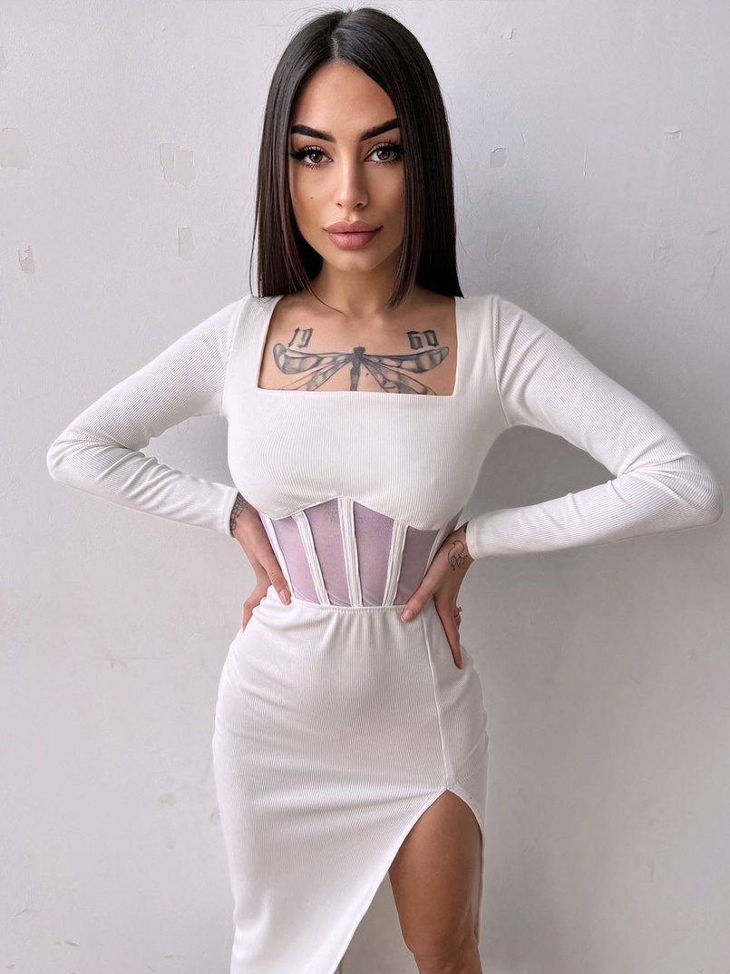 Сукня-міді  з елементами корсету   Сукня-міді  з елементами корсету   | PUSHKA SHOP