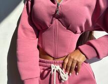 Комплект на флісі : худі з елементами корсету + штани  | PUSHKA SHOP