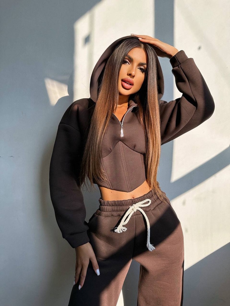 Комплект на флісі : худі з елементами корсету + штани  Комплект на флісі : худі з елементами корсету + штани  | PUSHKA SHOP