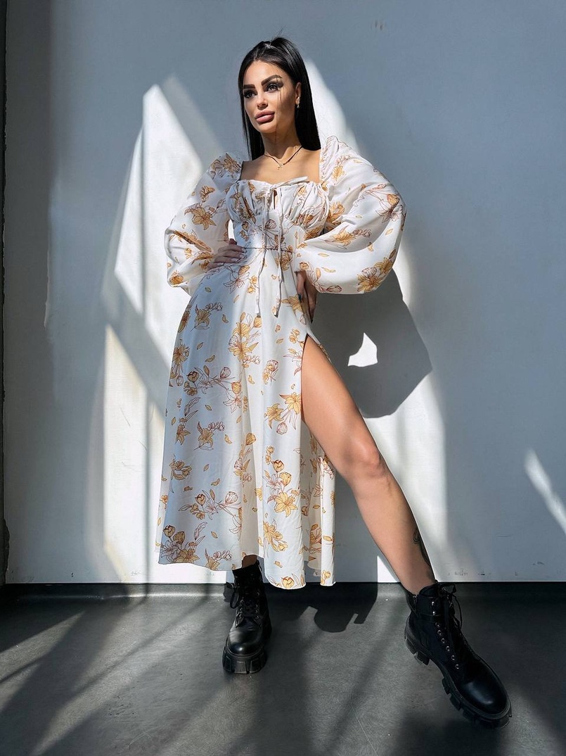 Сукня міді з квітковим принтом  Сукня міді з квітковим принтом  | PUSHKA SHOP